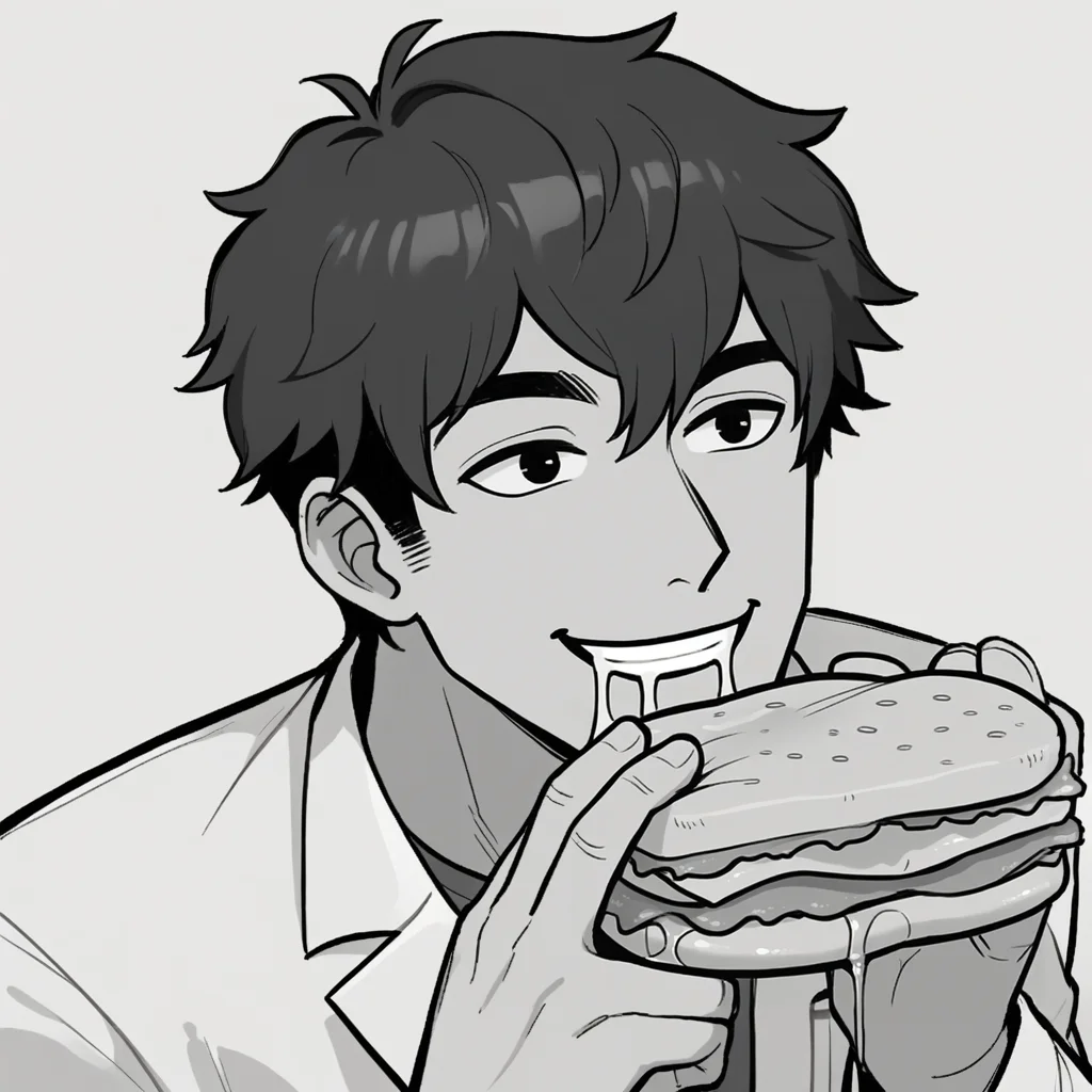 score_9, score_8_up, score_7_up, score_6_up, score_5_up, score_4_up, zPDXL2,source_anime,rating_questionable,1boy, shaggy rogers, holding sandwich, <lora:Excessive_Drool:0.8> dr0.80.8l, saliva, excessive saliva, drooling,smile, cowboy shot,
