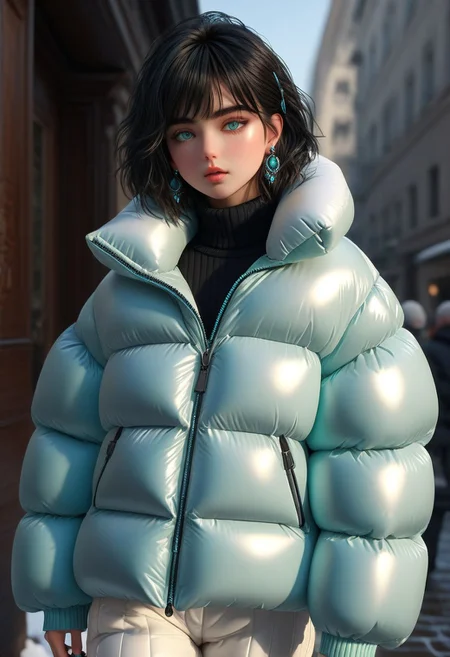 ((((down padded coat)))), ((((puffer pants)))), ((((full body, standing)))), ((((very warm)))), ((((hot)))), indoors, ((((sweating profusely)))), ((((sweat)))), ((((sweatdrop)))) masterpiece, best quality, (((masterpiece, illustration))), (super_detailed, 8k wallpaper, hyper_detailed, ultra_detailed, beautiful_and_delicate, intricate details), (girl, solo,small_girl, small_face), (medium_black_hair, bangs pinned back , single_side_earring) , (disheveled_hair, beautiful_detailed_hands ) , (beautiful_detailed_aqua_eyes), (deepen contour, depth of field, chromatic_aberration, dynamic_light, dynamic_shadow, perfect lumination), padded cuffs, padded collar, Thick padded cuffs, Thick padded collar, <lora:Collar-SDXL:0.6>, <lora:Cuffs-SDXL:0.6>, <lora:Puffer_Jacket_and_Down_Jacket_-_Extra_Puffy_Jackets:0.4>, <lora:snowpants_v1:0.4>, <lora:detailed_notrigger:1>