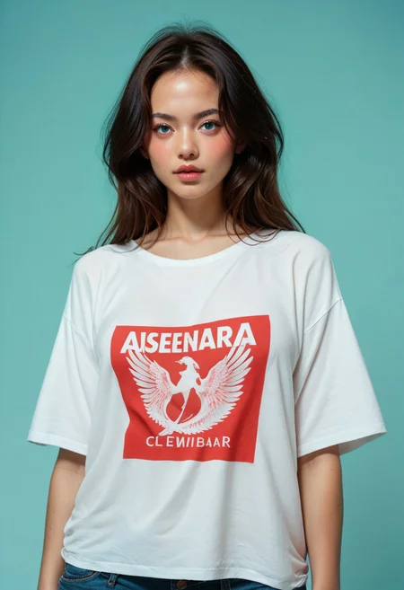 score_9, score_8_up, score_7_up,
(oversized t shirt:1.5), (JDMAI_ARIEL_SARI:1.2), pureerosface_v1,
(dynamic lightning:1.2), 4k, HD, Hi res, cinematic masterpiece, photographic masterpiece, XXX, (simple turquoise background:1.5), (blurry background:1.2), (sharp focus on object:1.2),
(1girl, 24 years old, goddess, beautiful, supermodel, Instagram model, blushing),