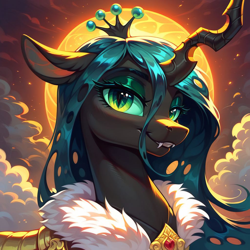 masterpiece, score_9, score_8_up, score_7_up, (best quality:1.1), ultra-detailed, high resolution, 1character,  Queen chrysalis, (((beautiful detailed eyes))), Long eyelashes, Looking At Viewer, Highly Visible, (((8k))), Changeling, feral, MLP, G4,  from Equestria at War, female, portrait of a leader, Queen of the Changeling Lands, royal militaristic ruler's outfit, sharp focus, perfect lighting, beautiful eyes, detailed outfit, long eyelashes, anatomically correct, extremely detailed, (the mountain and the sea), shine on body, high detail, evil face, predatory smile, Expressiveh, detailed background, OverallDetail, zPDXL2