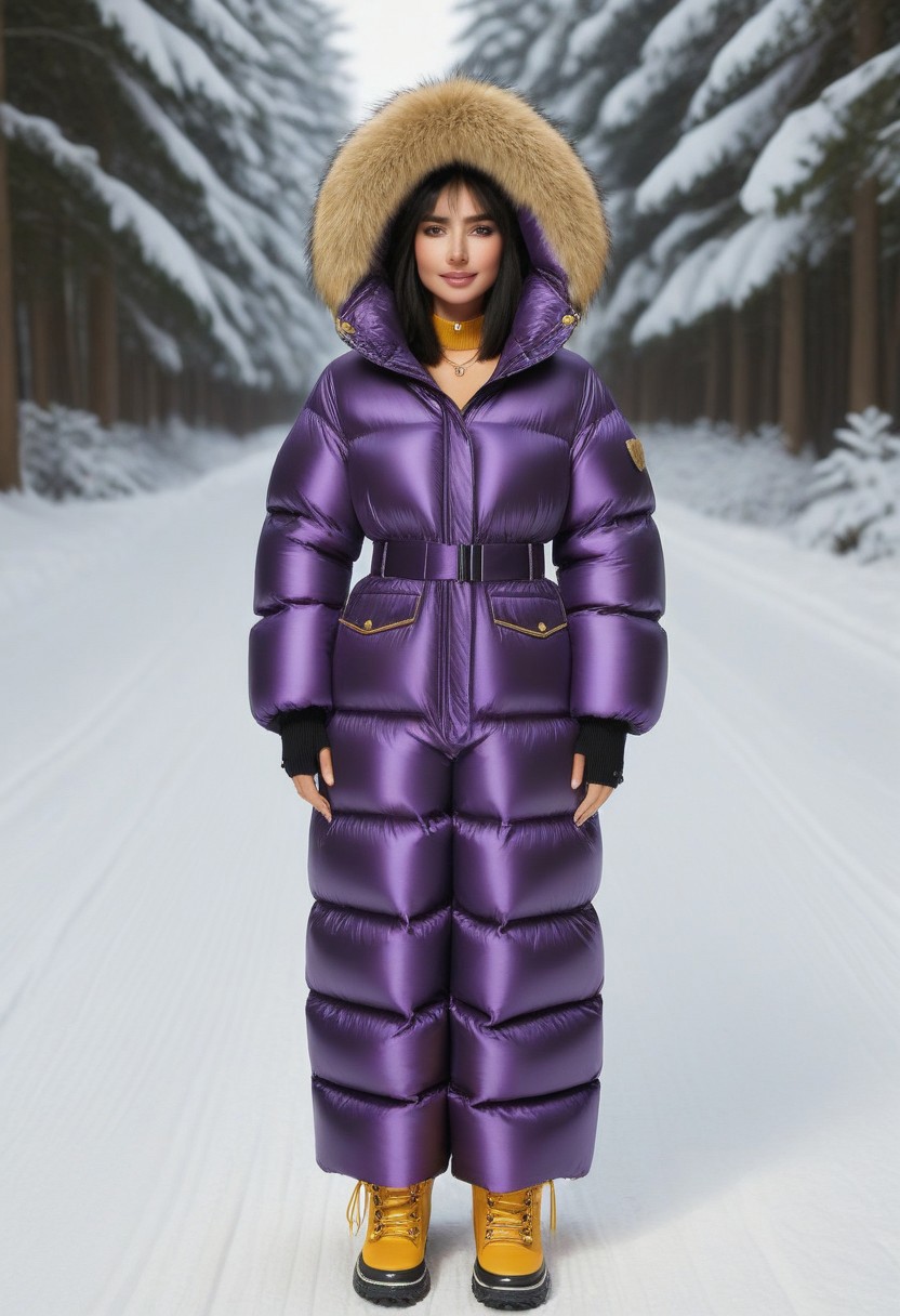 ((((puffer padded jacket)))), ((((puffer padded coat)))), ((((full body)))), ((((fur boots)))), ((((puffer pants)))), ((((puffer hood up)))), winter, snow, forest, 1girl, solo, (masterpiece), detailed face, detailed eyes, (beautiful detailed eyes:1.5), sidelighting, (super detail, hyper detail, intricate_details, detailed), (semi realistic:1.6), (Bob cut), blunt bangs,(black hair), (purple eyes, eyelashs), tanned skin, smug smile, angry face, Golden jewelery, golden rings, golden necklace, golden armlets, golden chains, padded cuffs, padded collar, Thick padded cuffs, Thick padded collar, <lora:Collar-SDXL:0.6>, <lora:Cuffs-SDXL:0.6>, <lora:Puffer_Jacket_and_Down_Jacket_-_Extra_Puffy_Jackets:0.4>, <lora:snowpants_v1:0.4>
