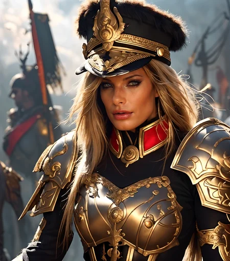RAW photo, (masterpiece:1.3), subsurface scattering, heavy shadow, (high quality:1.4), (intricate, high detail:1.2), professional photography, HDR, High Dynamic Range, realistic, ultra realistic, photorealistic, high resolution, film photography, ambient lighting, atmospheric effects, <lora:detail_slider_v4:2>, Kristal, <lora:Kristal:1>, warhammer soldier, armor, dark black military uniform, skulls, peaked cap, femun, upper body shot, <lora:FemaleUniform:0.75>, epiCPhoto, 80sdarkfantasysd15b
