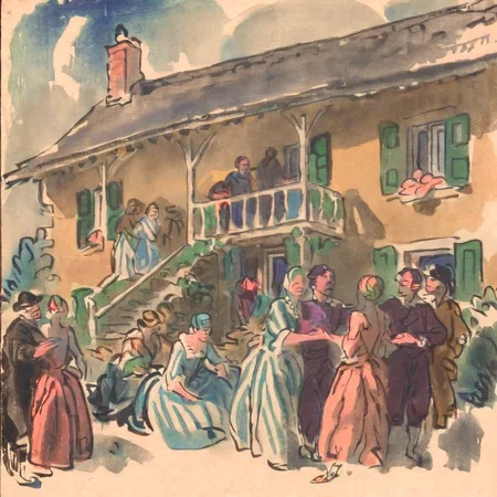jchadel group of people in front of the house<lora:jchadel:1>