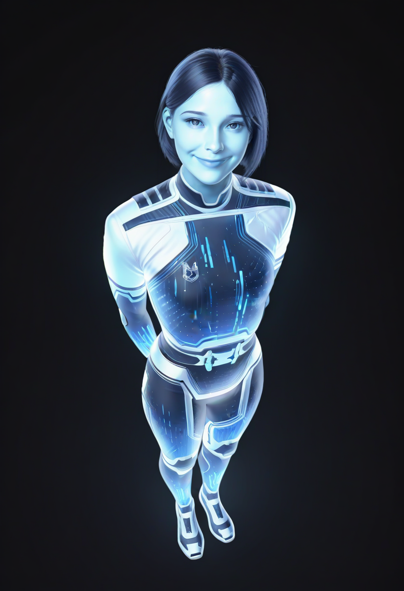 masterpiece, best quality, high quality, focused subject, detailed, from above, full body,
1girl, solo, USTheWeapon, blue skin, holographic girl, holographic clothes,
standing, arms behind back, hands behind back,
facing viewer, looking at viewer, smile, closed mouth,
simple background, dark background,
<lora:USTheWeaponIL:1>, <lora:reij-detaILer:0.8>, <lora:DarkerThanDarkIllustriousV1:0.8>