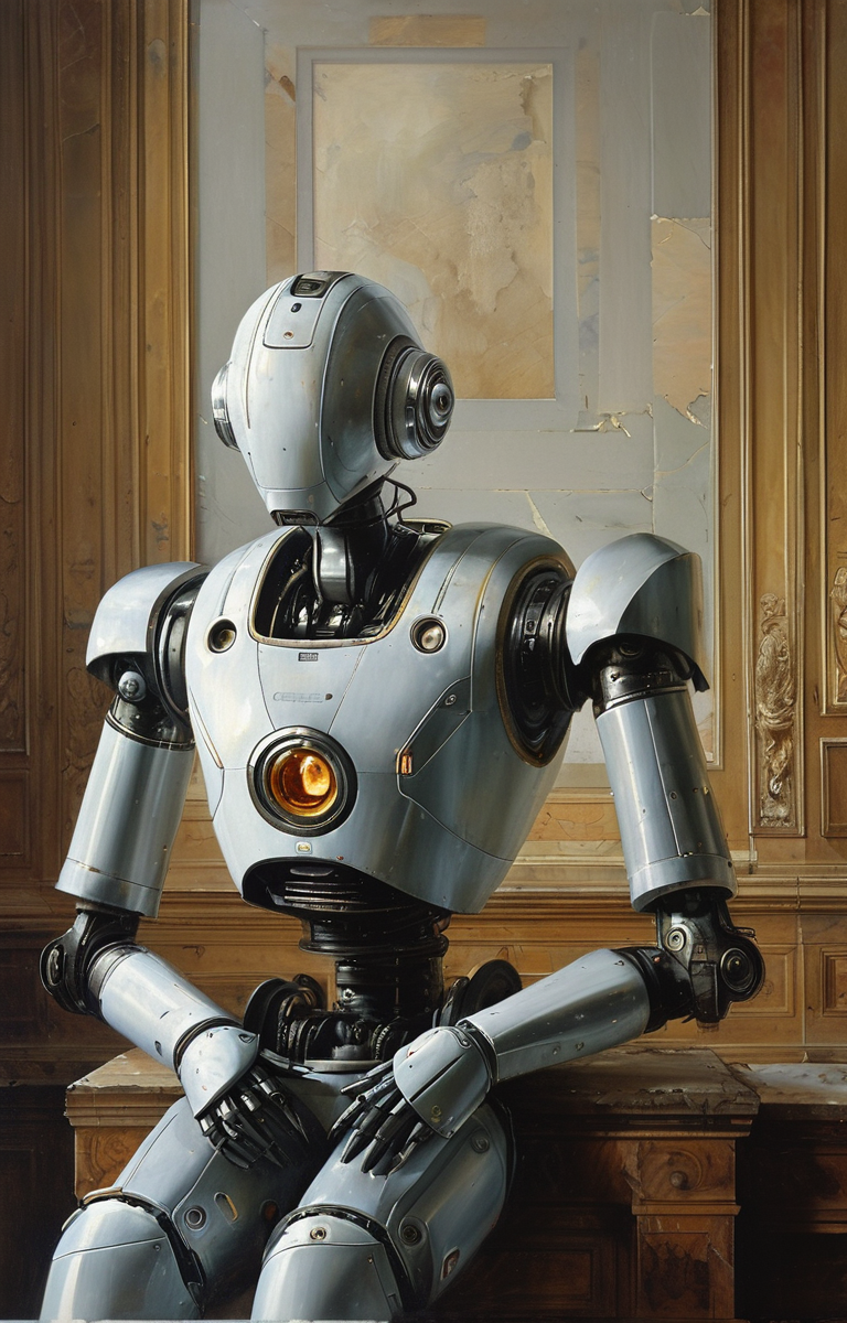 masterpiece,best quality,<lora:tbh355-sdxl:0.6>,illustration,patten of Neoclassicism, portrait of Housework robots