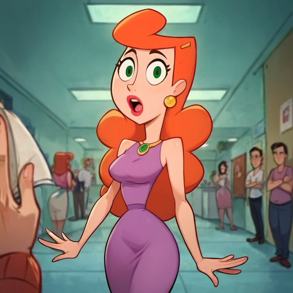score_9, score_8_up, score_7_up, 1girl, orange hair, long hair, jewelry, lipstick, green eyes, large breasts, narrow waist, wide hips, looking at viewer, high quality, highres, masterpiece,  <lora:Gladys:1>