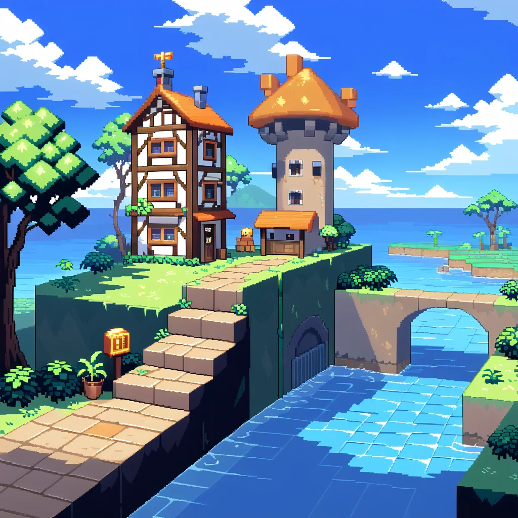 pixel-art, a0b, scenery, masterpiece, best quality, <lora:Ayuli2424PDXL32v0.92tx1-000009:0.84>, low-res, blocky, pixel art style, 8-bit graphics