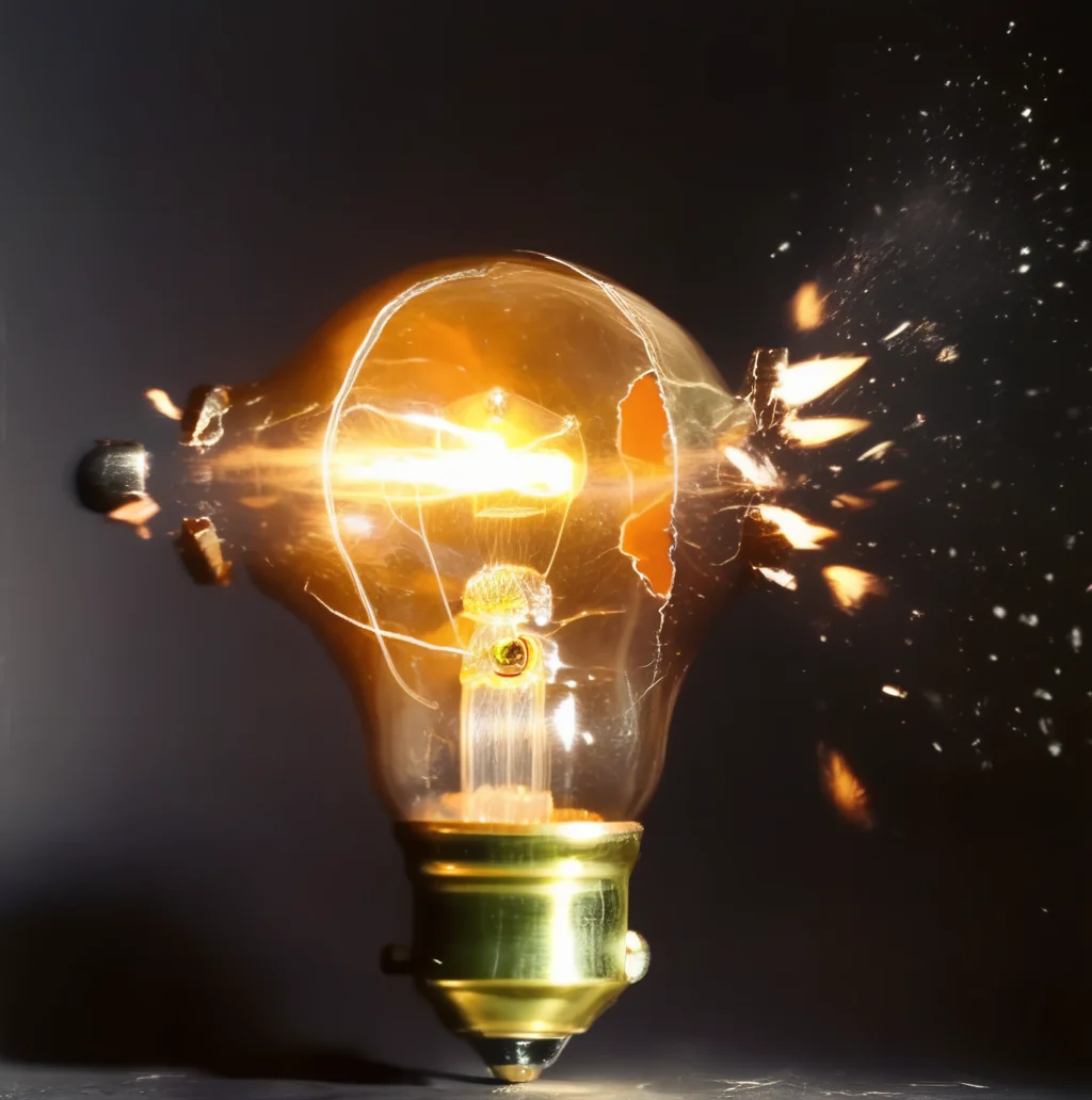 motioshot a bullet from a gun pierces and bursts a light bulb, cinematic, dark background <lora:motioshot:1>