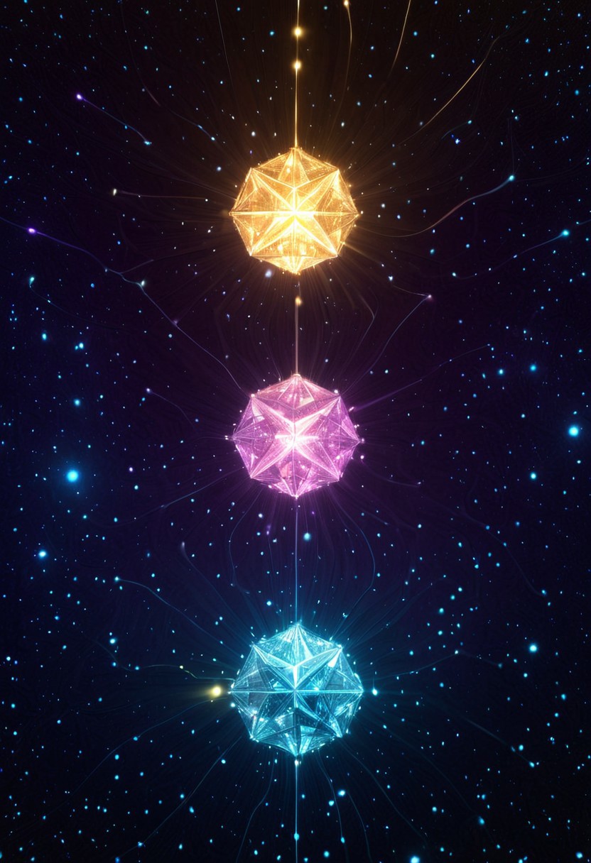(((High quality, high resolution, extremely detailed, no humans, object focus, chandelier, cybernetic enhancement replacing crystals with levitating data nodes, neutral background, sleek titanium frame supporting glowing orbs that emit prismatic light. Each node projects holograms of constellations, planets, and galaxies, transforming the room into a miniature cosmos. Tiny drones zip between nodes, adjusting their positions for optimal illumination. The entire fixture hums faintly, exuding an otherworldly vibe. ))) celestial elegance, glowing accents, hyper-detailed textures, luxurious design, immersive world-building, atmospheric grandeur. Opulent and mesmerizing, combining luxury with interstellar themes.
((Background: gradient transitioning from cosmic purple to stardust gold, enhancing the chandelier’s brilliance.))
wm_cyber