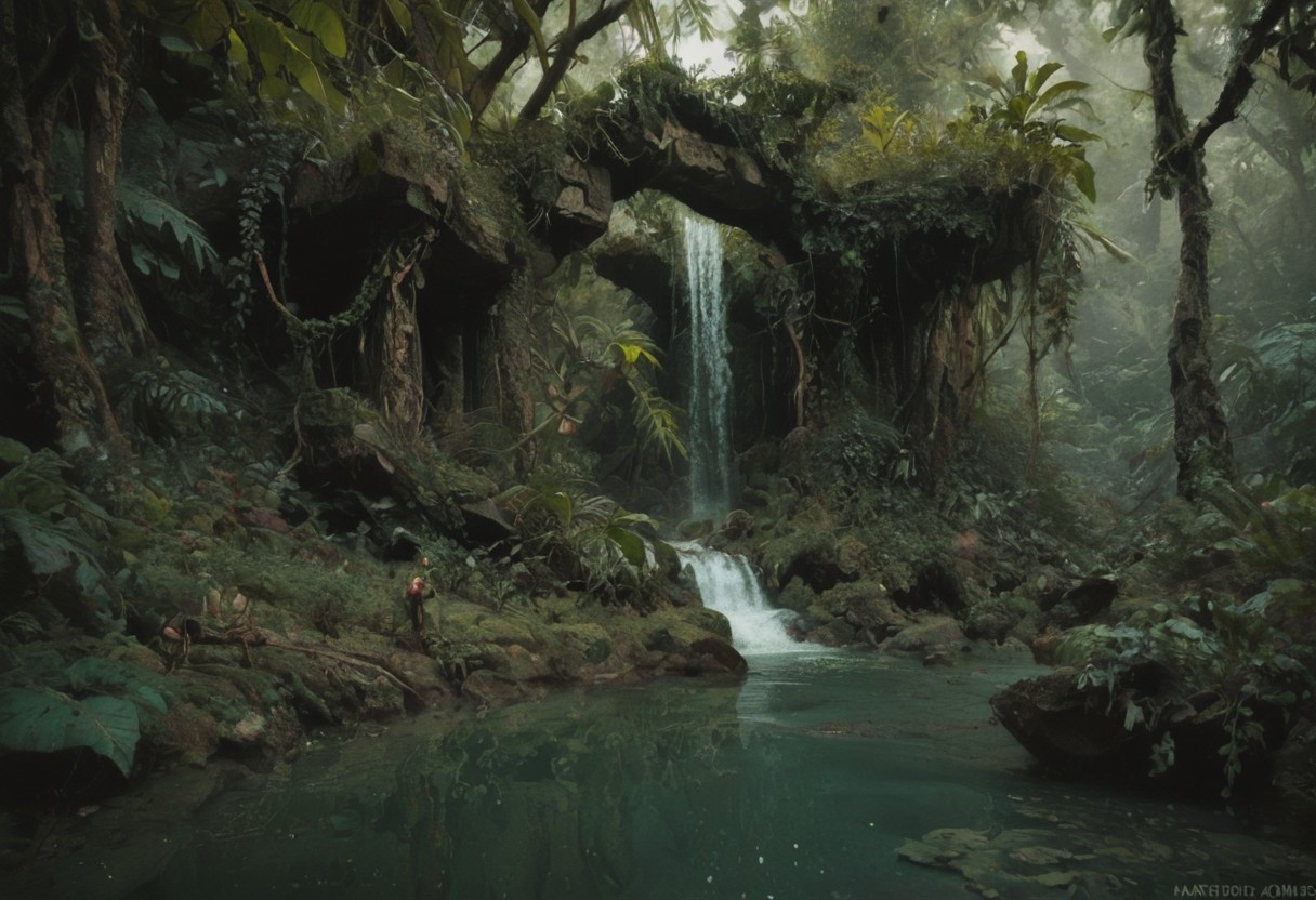 score_9,score 9, score 8, score 7, the jungle,W1TCH, milf-witch,green-witch, river, temple