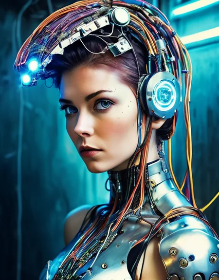 by agnes cecile, Advertising poster style (retro cyberpunk) anime, a woman (cyborg:1.3) with a helmet on his head , cyberpunk, cyberpunk art, cyber (a lot of wires and a lot of small parts:1.4) (Xenotrip:1.5) . Professional, modern, product-focused, commercial, eye-catching, highly detailed<lora:Midjourney_People:1>