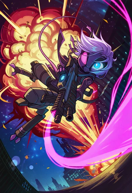 score_9, score_8_up, score_7_up,namah_calah,
1girl,solo,furry,tail, source_furry,horns,
,<lora:namah_calah_illustrious:0.8>,
child, kid,
night, bloom, depth of field, smear frame, motion blur, meteors, flying midair on top of 1other on the ground,detailed, starry night,perspective,lens flare
red aura, glowing orange, blue eye trail, sideways, building,flying, midair, holding assault rifle,jack cooper, starry night
running forward, titan_\(titanfall\), titanfall \(series\), bt-7274 , mecha, orange aura, glowing blue, blue eye trail, glowing, light trail,background of explosion,solo