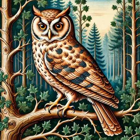 pam-mdvl, owl on a branch, forest background, texta,highly detailed, dynamic, masterpiece,intricate,hdr