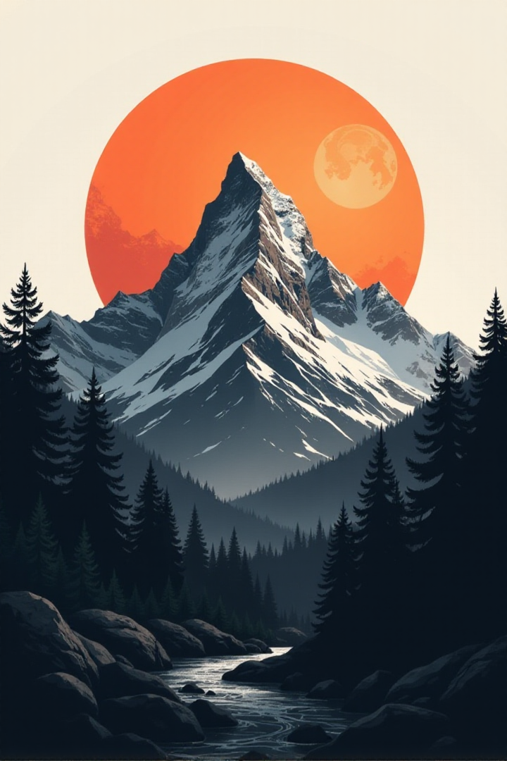 A pixel art abstract graphic illustration, black and white, of a mountain landscape with a brilliant orange sunset. gl1tchc0re d1eselc0re<lora:General Flux\darkdescent-pixel-art.safetensors:0.9:1.0> <lora:Promptcore Flux\Glitchcore.safetensors:0.5:1.0>âââ