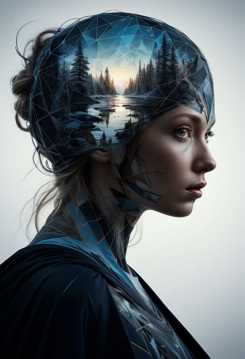 mysterious silhouette nordic woman with cape, goddess, alluring, by Minjae Lee, Carne Griffiths, Emily Kell, Steve McCurry, Geoffroy Thoorens, Aaron Horkey, Jordan Grimmer, Greg Rutkowski, amazing depth, double exposure, surreal, geometric patterns, intricately detailed, bokeh,  perfect balanced, deep fine borders, artistic photorealism , smooth,  great masterwork by head of prompt engineering   <lora:add-detail-xl:2>  <lora:Double_Exposure:0.5>