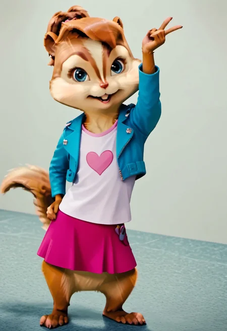 Score_9, score_8_up, score_7_up, source_furry, brittany miller, chipmunk, chipmunk girl, furry female, furry, 3d, render,  white background, standing tall, good image quality, hand gestures, wearing a pink skirt and pink T-shirt, blue denim jacket, realistic and lively look, He pulls his hands forward at the viewer, wants to touch him, 
<lora:Brittany_Miller__Alvin_and_the_Chipmunks__CG_Movie_version:0.8>