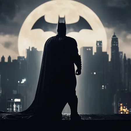 cinematic film still of <lora:perfection style:0.6>
<lora:gotham city style v2:0.8>
<lora:Chiaroscuro Lighting Style:0.6>
Gotham City a batman silhouetted with a city in the background Gotham City Style,solo,outdoors,sky,cape,night,parody,moon,building,full moon,city,silhouette , detailed, real, different, unique, cinematic, dramatic, concept art, filmic, detailed background, detailed settings, artstation, gothic New York, gotham city style, shallow depth of field, vignette, highly detailed, high budget, bokeh, cinemascope, moody, epic, gorgeous, film grain, grainy