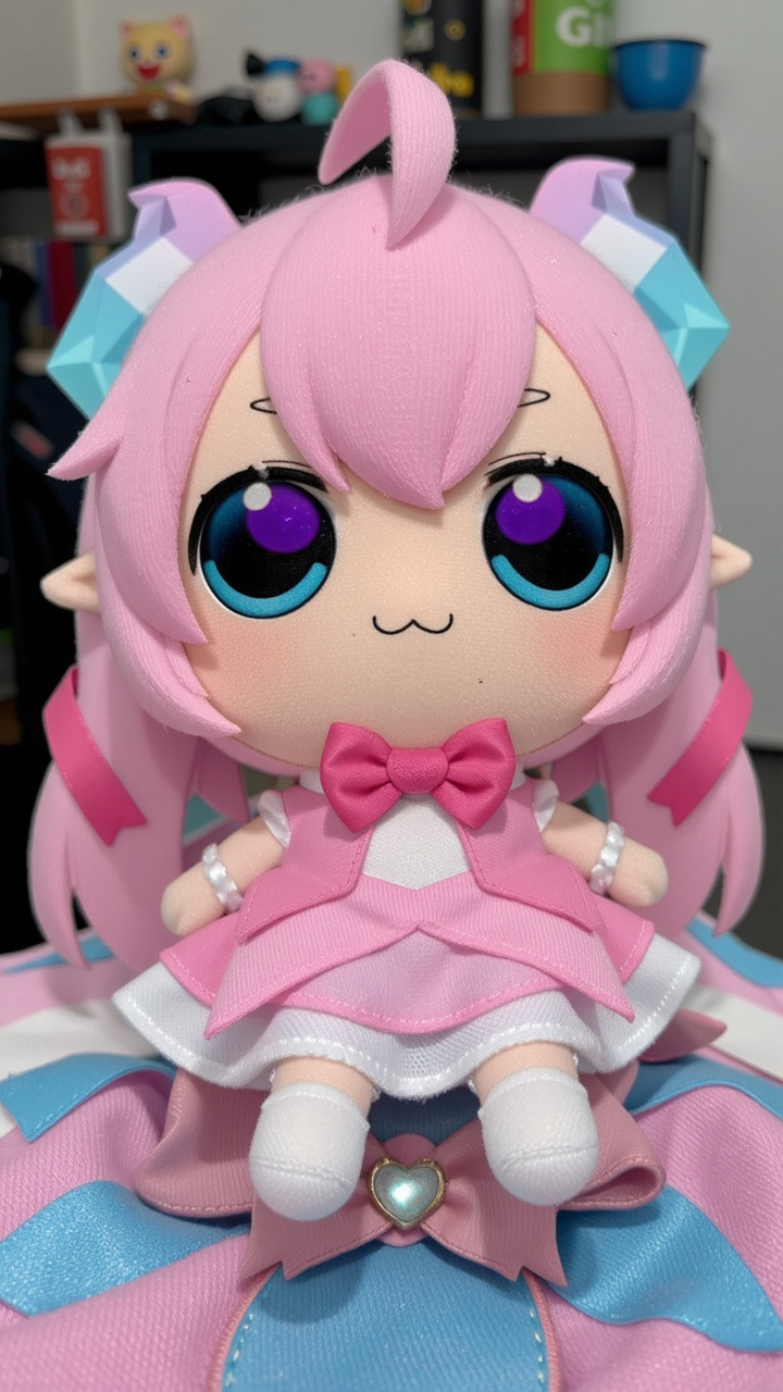chibidokigremlin, pink hair, cirnofumo, stuffed plushie