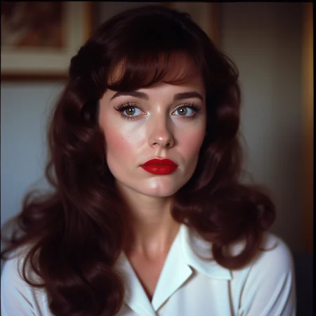 <lora:Technicolor style v2:1> Technicolor style
In the 1950's a woman with a red lipstick and a white shirt,1girl,solo,long hair,brown hair,black hair,closed mouth,blurry,lips,makeup,lipstick,portrait,realistic,red lips , vivid color, cinematic look, film look, filmic, contrast, detailed, high quality, sharp image, film color, Kodak, Motion Picture, Film style, different color, vivid color, different people, different look, different style, 35MM Film, 16MM Film, Photographic film, artistic style, cinematic style, film granularity, film noise, image noise, artistic effect, Fujicolor, Fuji film, Analog photography, movie style, movie still, Film grain overlay, Film Grain style, Technicolor style