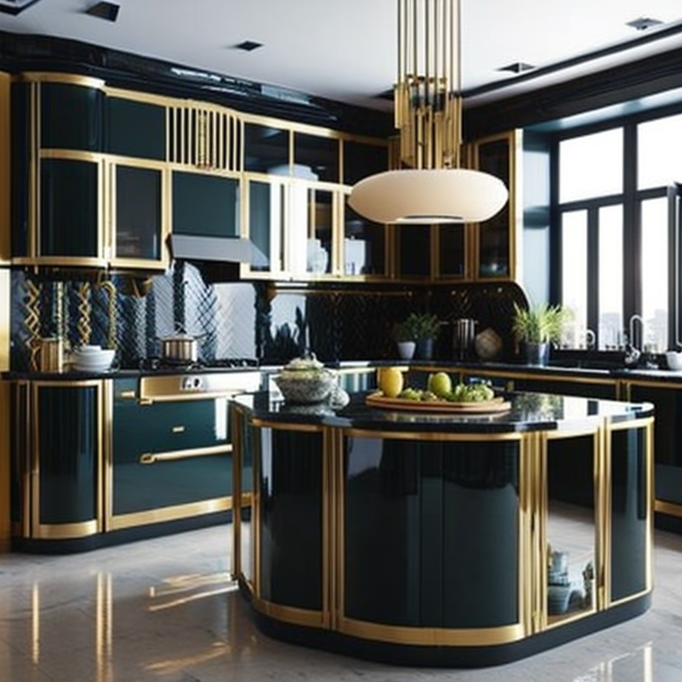 <lyco:art_deco_style_interior_design_Sa_May:1.0> kitchen, Art Deco style