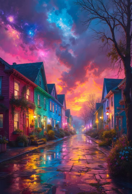 Rainbow village, Vibrant Glow