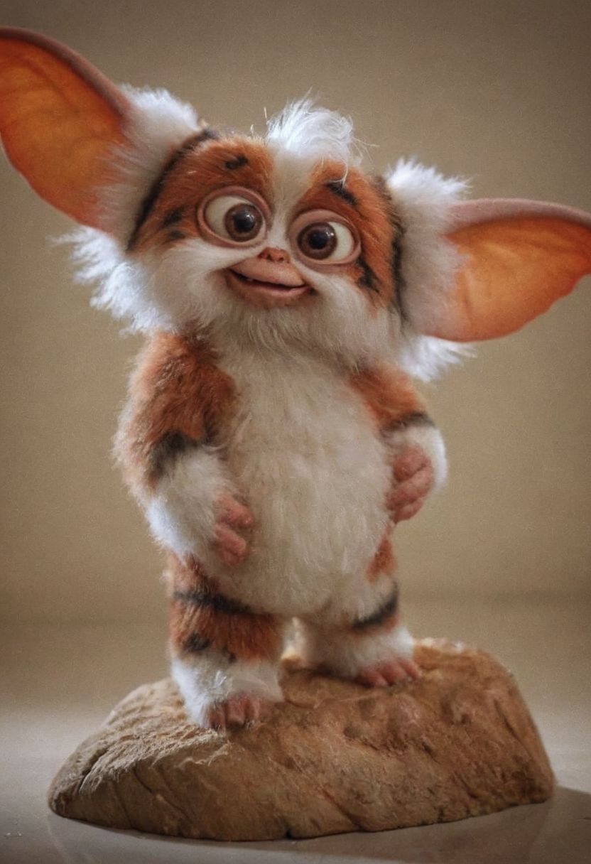 A Gremlin Daffy Mogwai of the movie Gremlins 2,  amazing quality, masterpiece, best quality, hyper detailed, ultra detailed, UHD, perfect anatomy, portrait, dof, hyper-realism, majestic, awesome, inspiring, - a fluffy cute (xdaffyx:1.0) ,  cinematic composition, soft shadows, national geographic style,