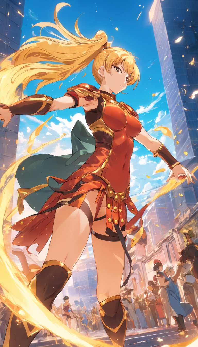 anime artwork Cinematic scene, hero view, d2a amazon <lora:diablo_2_amazon_xl_v1:1>, action pose, detailed background, masterpiece, best quality, high quality, highres, absurdres  . anime style, key visual, vibrant, studio anime, highly detailed