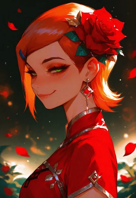 masterpiece, best quality, good quality, very aesthetic, absurdres, newest, 
1girl,gwen tennyson (/Ben10)/,(ultra HD quality details), bright orange hair, short hair, (green eyes)
crop top, bare shoulders, midriff, long sleeves, bare shoulder, modest, denim jeans
 Low Angle View, smug smiling, darkness, blushed skin, galaxy vortex, translucent hair, smug Smile,