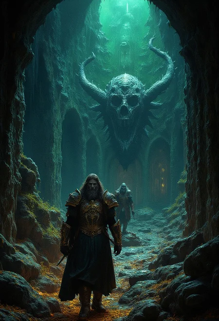 DnD_Grainyboyz,grainy, noise, Dark cyberpunk artwork of THE PROGENITOR OF LUST, Extremely hyper realistic detailed,
King Anduin Wrynn descends into the Depths of Azeroth, his new armor, a mix of polished steel and enchanted gold, glints in the bioluminescent glow of the fungi-covered caverns, the air is thick with mystery as he walks cautiously, his sword at the ready, the ancient stone structures around him pulsing with unknown magic
, in the style of an old 80's VHS dark fantasy, VHS screen grab, grainy, old footage