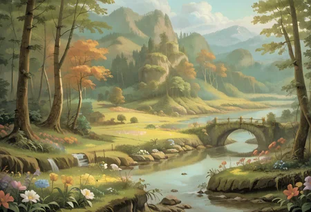 (score_9, score_8_up, score_7_up), landscape, a misty river in a colorful forest, flowers, rapids, beautiful landscape, cinematic, dramatic ambient light, dynamic, detailed, very intricate, highly professional, fine, innocent, charming, pretty, surreal, sharp focus, cool, amazing composition, complex, epic, artistic