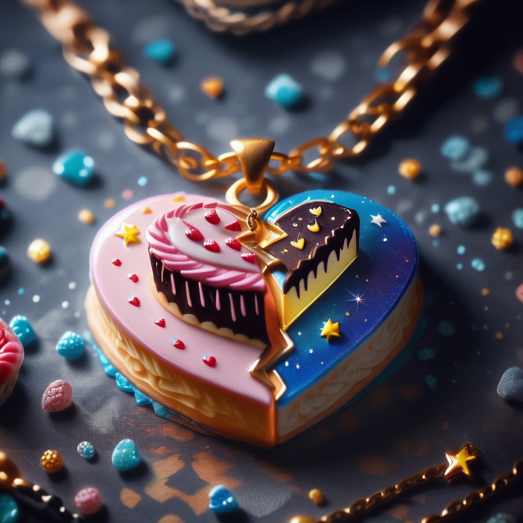 score_9, score_8_up, score_7_up, score_6_up, score_5_up, score_4_up, <lora:SplitHeartPDXL:1>SplitHeart, Geogrid heart, (Geode:1.2)|(Mooncake:1.2), star stuff chain, dark stone background