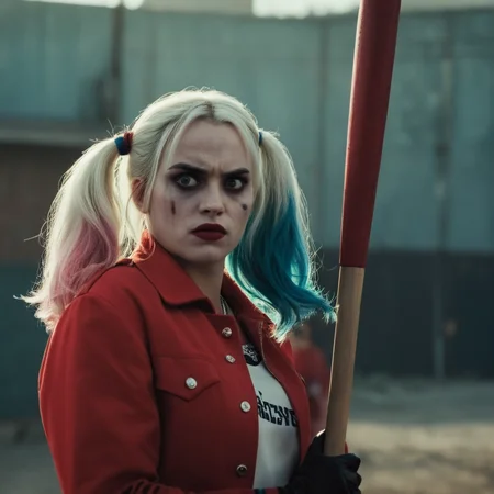 cinematic film still of <lora:Cinematic Hollywood Film v2:1> perfect eyes, colorful
Epic Creative Scene Harley Quinn a very serious angry woman in red jacket with a baseball bat in her hand Cinematic Hollywood Film Style, shallow depth of field, vignette, highly detailed, high budget, bokeh, cinemascope, moody, epic, gorgeous, film grain, grainy