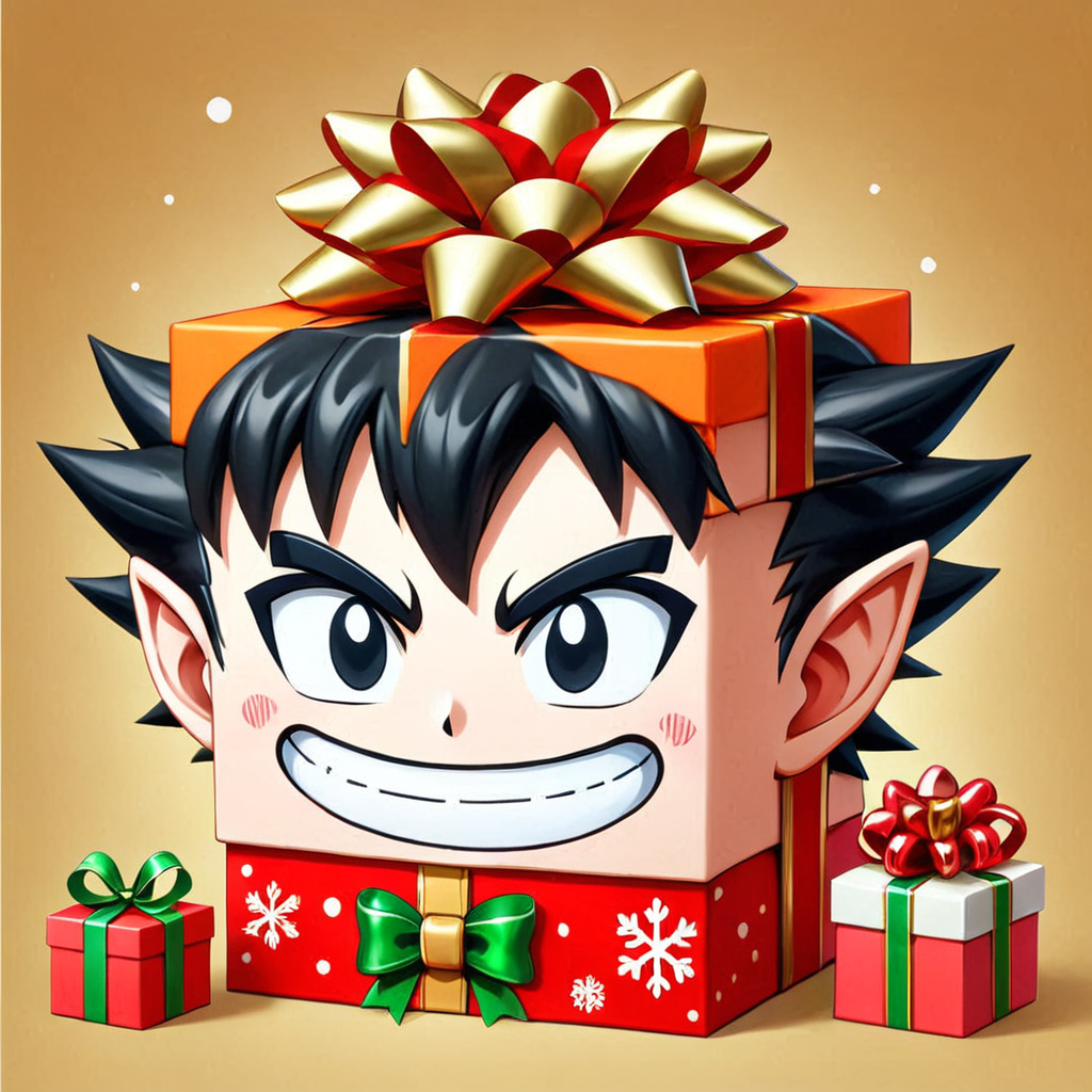 hol1d@yb0x (goku head:.8), <lora:HolidayBox:1> , festive, jolly, best quality, gift box,âââ