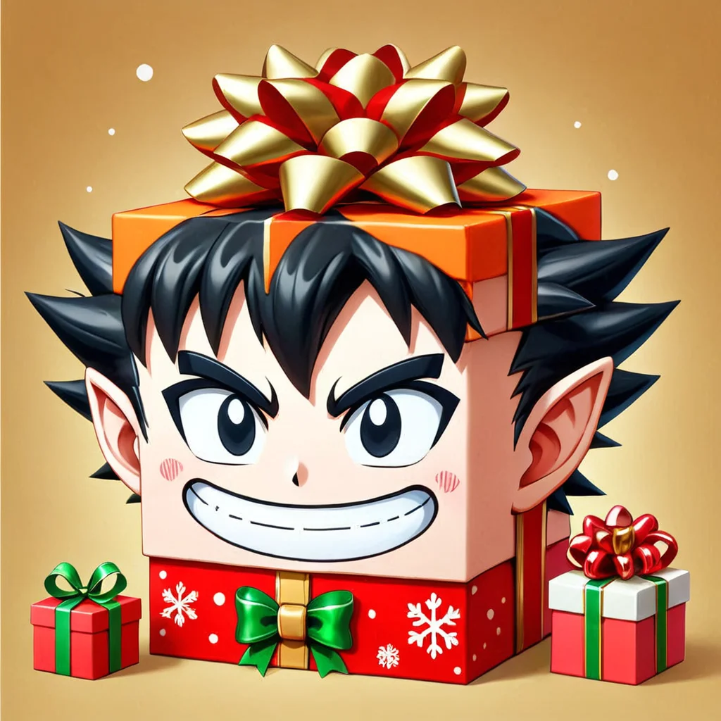 hol1d@yb0x (goku head:.8), <lora:HolidayBox:1> , festive, jolly, best quality, gift box,âââ