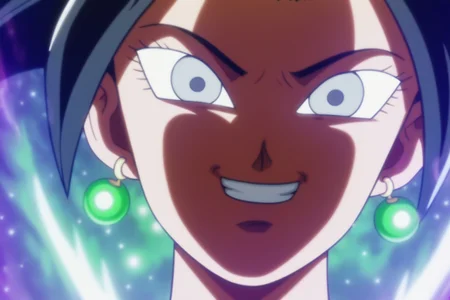 source_anime, score_9, score_8_up, score_7_up, anime screencap,
kefladb, 1girl, solo, looking at viewer, smile, black hair, potara earrings, red tight pants, grey eyes, looking down, spiked hair, portrait, close-up, aura, eyelashes, eyebrows, from below, pupils, red crop top, white_highlights, ultra instinct \(sign\), white aura, teeth, glowing aura
<lora:kefla_pony_v1:0.8>