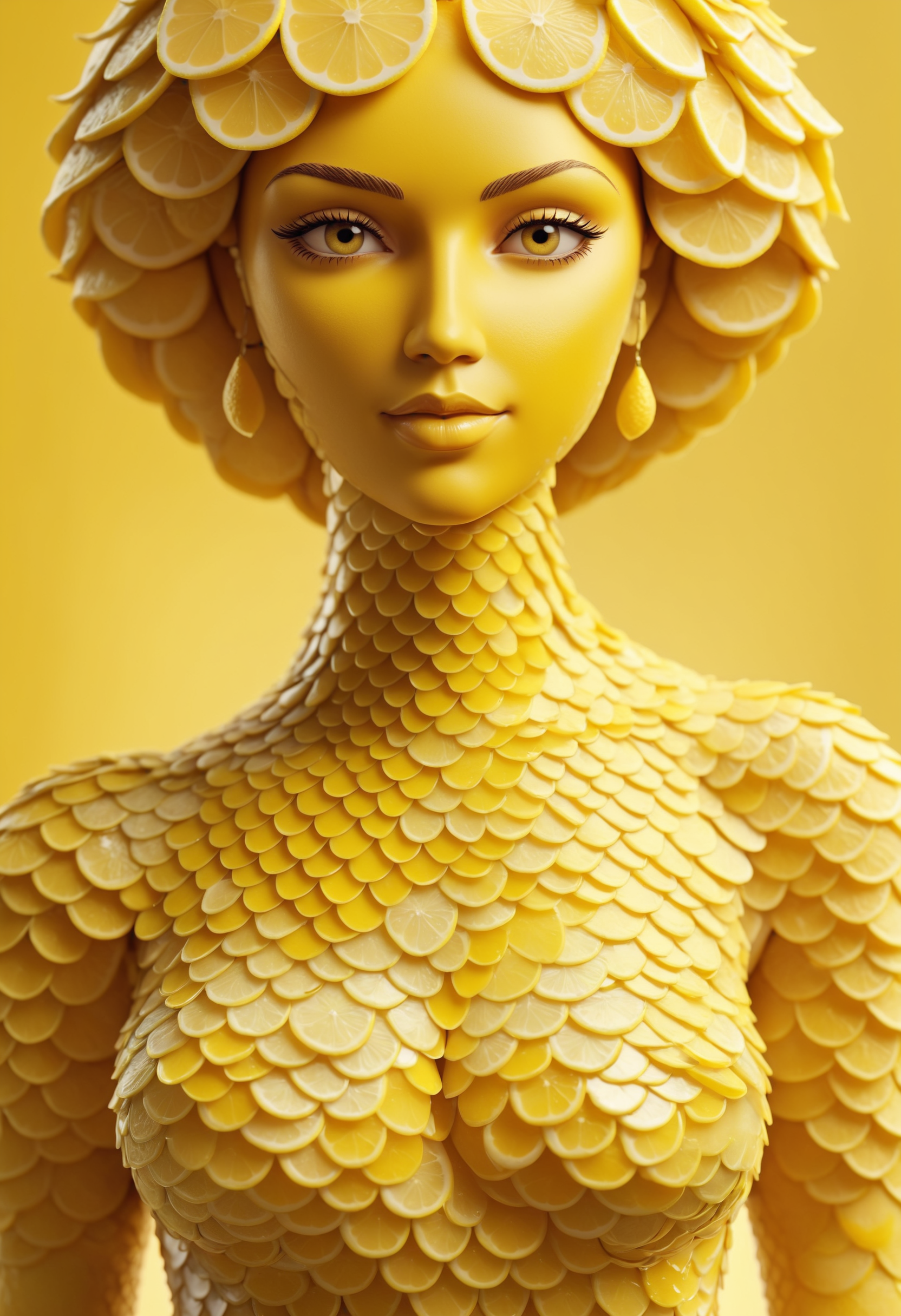 lemonade stylized as a thin woman bust made of lemon slice scales in the style of jeff boyes
<lora:dvrscls:1> dvrscls