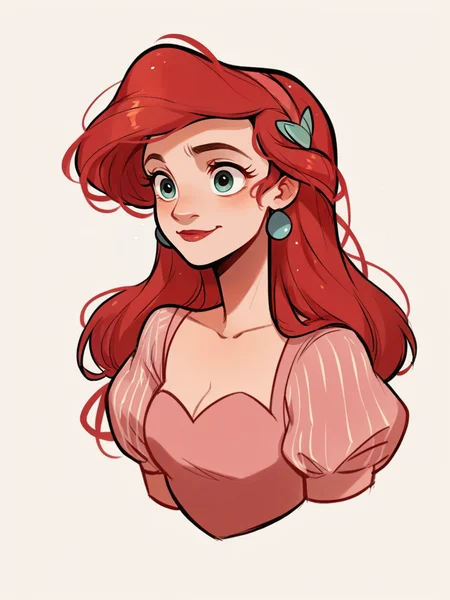score_9, score_8_up, score_7_up, score_6_up, score_5_up, score_4_up, <lora:l414XLP3:0.8> l414, 1girl, ariel \(disney\), pink dress