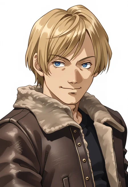 score_9, score_8_up, score_7_up, source_anime, 1boy, solo, smile, closed mouth, confidant, assertive
<lora:zs_SoulHackersPortraitsXL:1> soulhackersportraits, portrait, white background,
<lora:le:1> blonde hair, blue eyes, fur-trimmed jacket, shirt, swept bangs, light brown hair