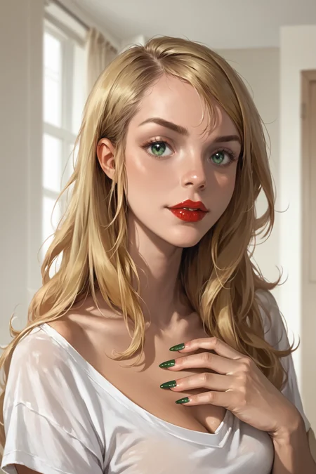 score_9,score_8_up,score_7_up,score_6_up,uncensored,detailed,volumetric,rating_lewd,rating_explicit,very aesthetic,high detail,high quality,(photorealistic:1.4),<lora:xl_more_art-full_v1:0.3>,
Realistic lighting,Clear shadows,High dynamic range,
<lora:cirstal:0.8>,blonde hair,long hair,(dark-skinned female, dark skin:1.2),lipstick,green eyes,makeup,nail polish,