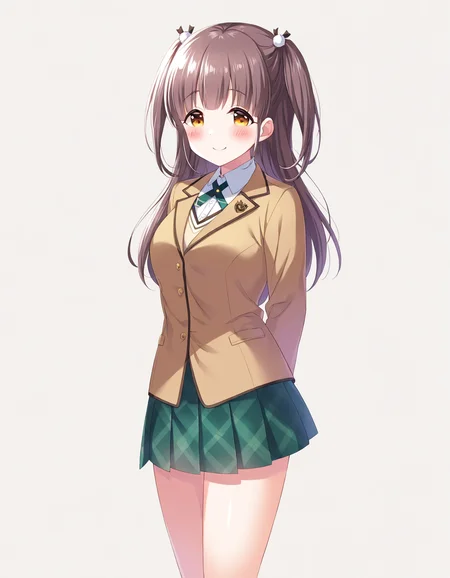 1girl, solo, cowboy shot, suzumura yu, idoly pride, school uniform, standing, arms behind back, looking at viewer, smile, blush, (simple background, white background), BREAK, <lora:iYu:0.72>,
very aesthetic, high definition, amazing quality, masterpiece, best quality, highres, absurdres, sensitive, newest, anime screenshot, screencap