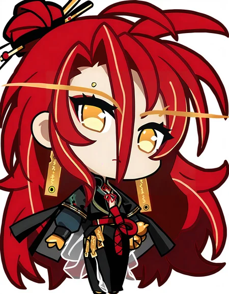 <lora:chuyi_noob:1>,xytx-chuyi, 1girl, solo, red hair, transparent background, yellow eyes, long hair, chibi, chinese clothes, closed mouth, looking at viewer, jewelry, earrings,
masterpiece,best quality,very aesthetic,absurdres,