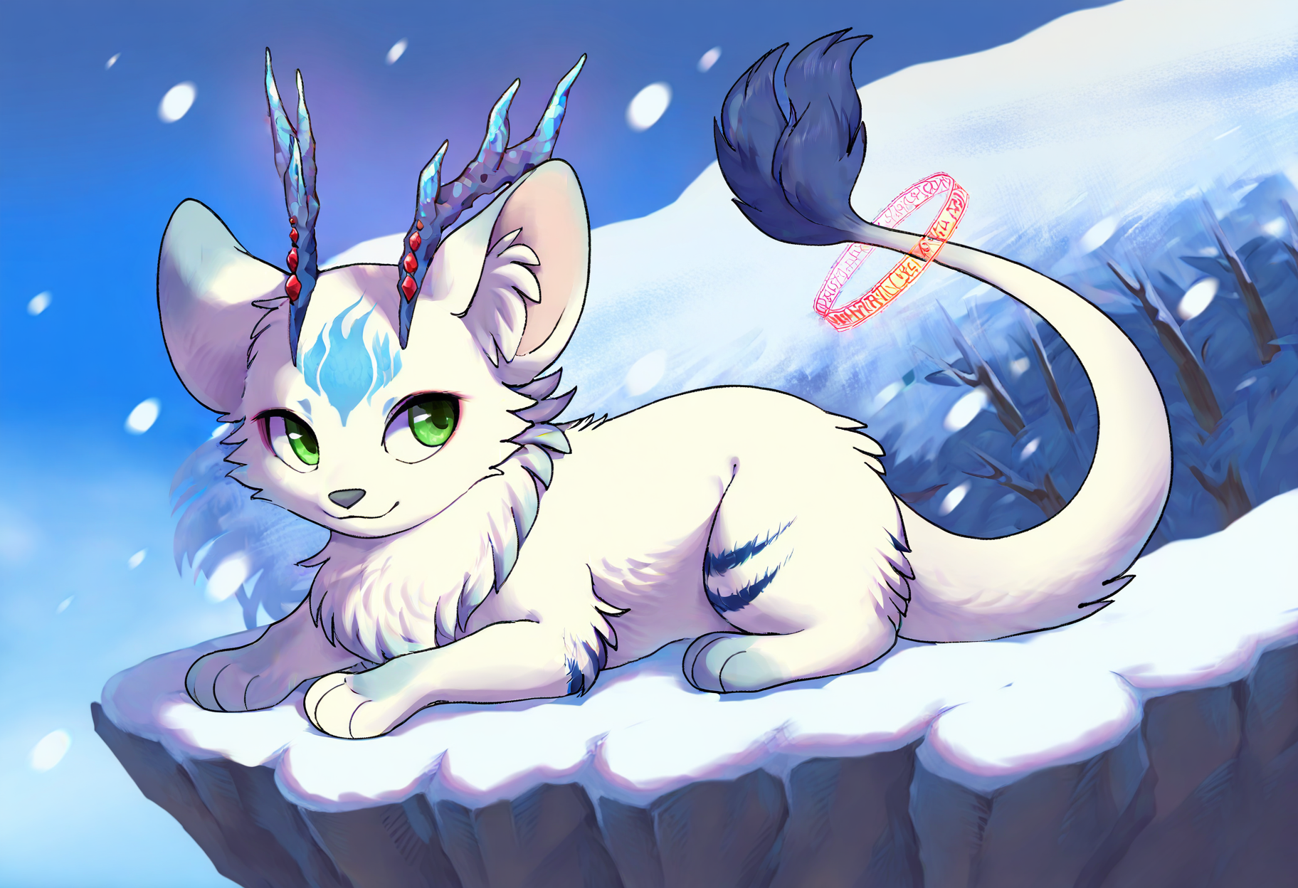 (masterpiece, best quality:1.1), fantasy kinoko, feral, solo, on stomach, outdoors, snow, presenting foot, pawpads,