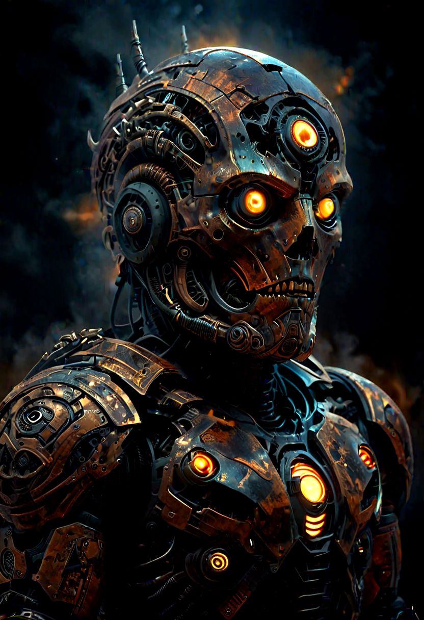 fantasy stormtrooper, cyborg, scifi, robot, muscular, big pauldrons, last war, epic scifi armor, 
fractal art, dark art, realistic,
tribal aesthetic, Impromptu dissection was performed under less-than-optimal lighting conditions,
best quality, masterpiece, detailed, intricate detail, photorealistic
