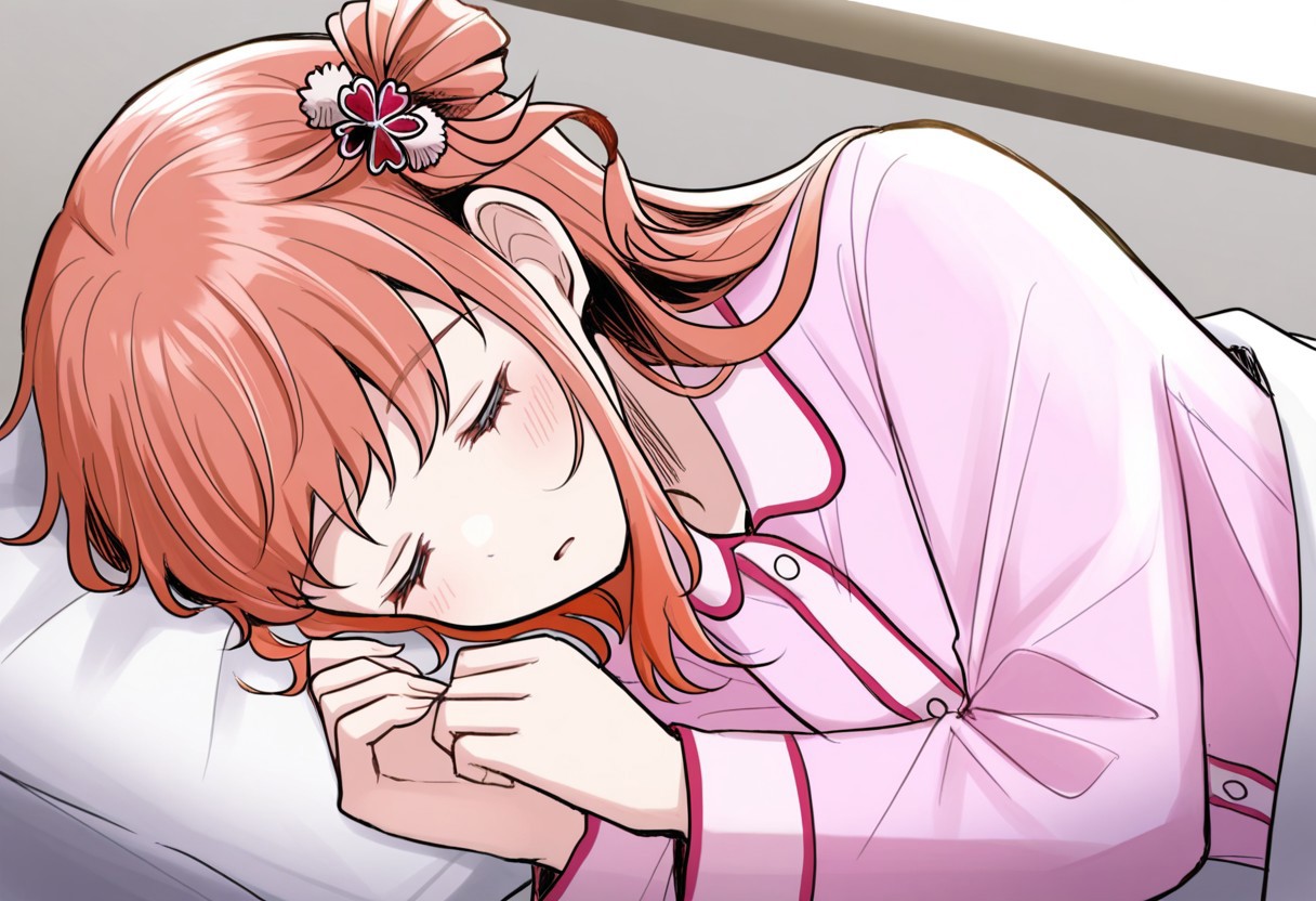 masterpiece, best quality, 32k, high resolution, absurdres,  yotsuha, sleeping, pajamas