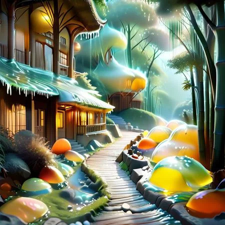 dog running down a bamboo path, dog made out of slime, detailed dog,
detailed scenery, scenery made out of slime, bamboo made out of slime, green slime bamboo, brown slime wicker fence, brown slime pagoda, red slime brick path,
BambooforP, background, bamboo forest, path,
everything made of slime, No simple background,
((translucent slime)), ((transparent slime)), (bioluminescent slime), sl1m3, slime, ais-blmn, watce, je11y, thickwater, great lighting, ral-lava, even lighting, no bright spots,