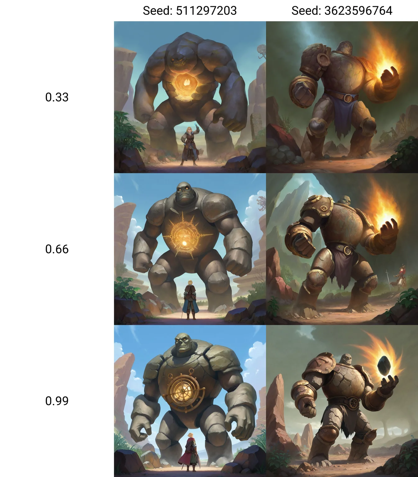 <lora:GoodOldTimes:0.33>, giant rock golem with plants growing on shoulders, rough rocks, rough stone, unpolished, dirty, ancient, STANDING, masterpiece, best quality, very awa, highres, absurdres, (fantasy, medieval, magic, steampunk, magicpunk)