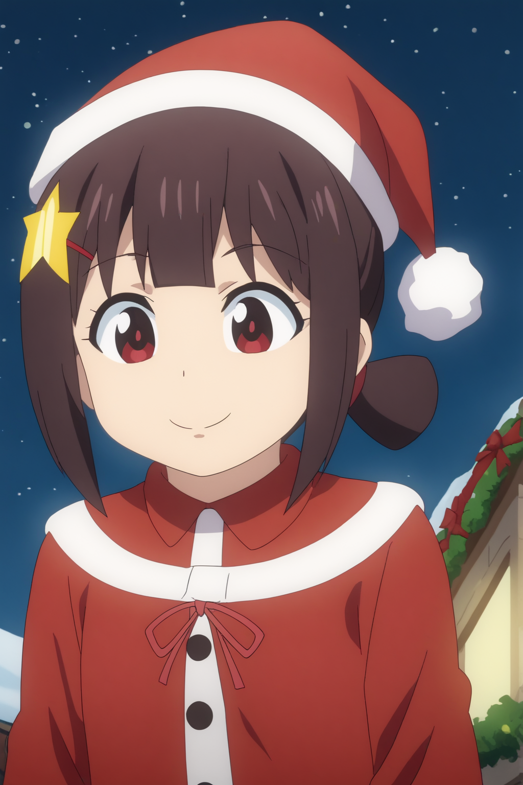 komekko, anime screencap, rating_safe, santa_costume,  <lora:Megumin_komekko_yuiyui_yunyun_kazuma-PDXL:0.8>