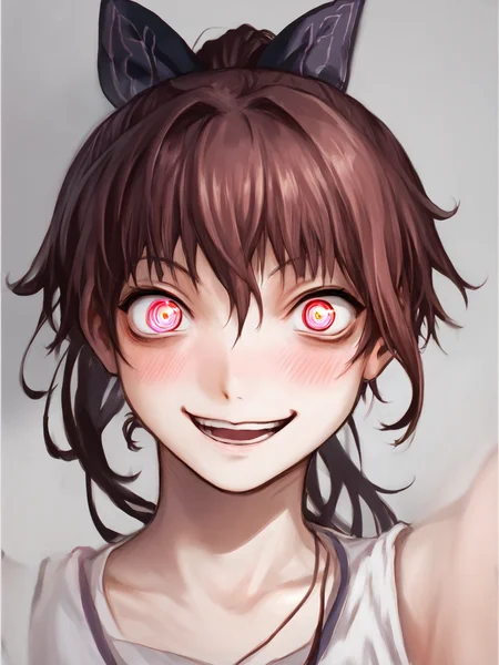 score_9, score_8_up, score_7_up, uncensored, BREAK, 1girl, <lora:yoshitoshi_ABe_Style_PDXLv0:0.8> abe yoshitoshi style, solo, ponytail, yandere, crazy eyes, crazy smile, glowing eyes, blush, looking at viewer, dark, scary