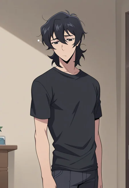 masterpiece,best quality,amazing quality, source_anime,
keithvld, 1boy, male focus, solo, black eyes, black hair, shirt, black shirt, messy hair, sleepy,