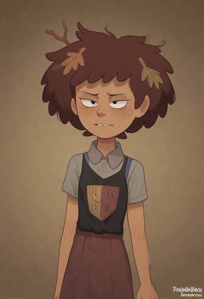 score_9, score_8, score_7, score_6,
triplevexx, 1girl,, anneboonchuy, brown hair, dark-skinned female, leaf hair ornament, short hair